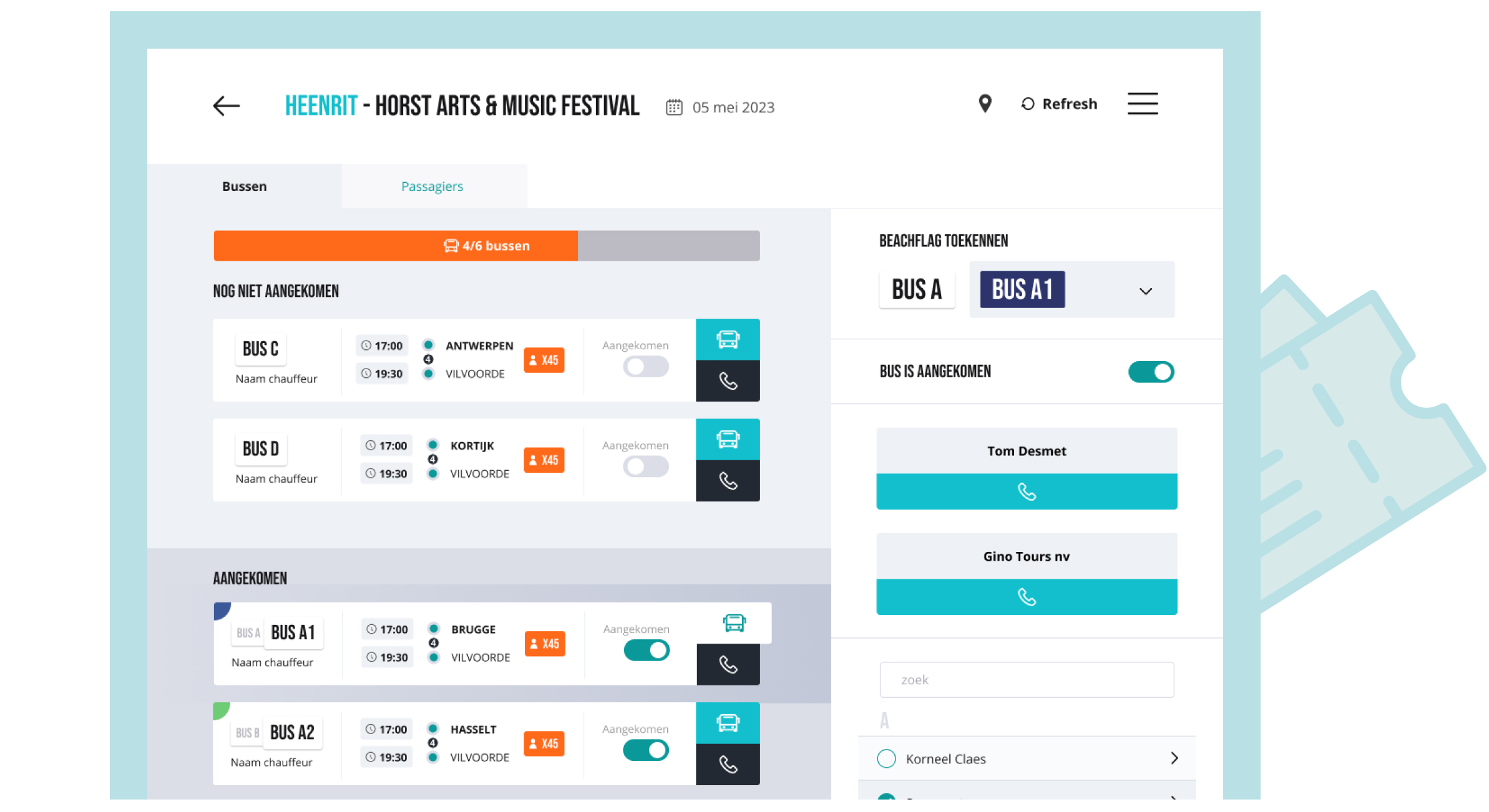 Keolis Event-Shuttle schedule mockup