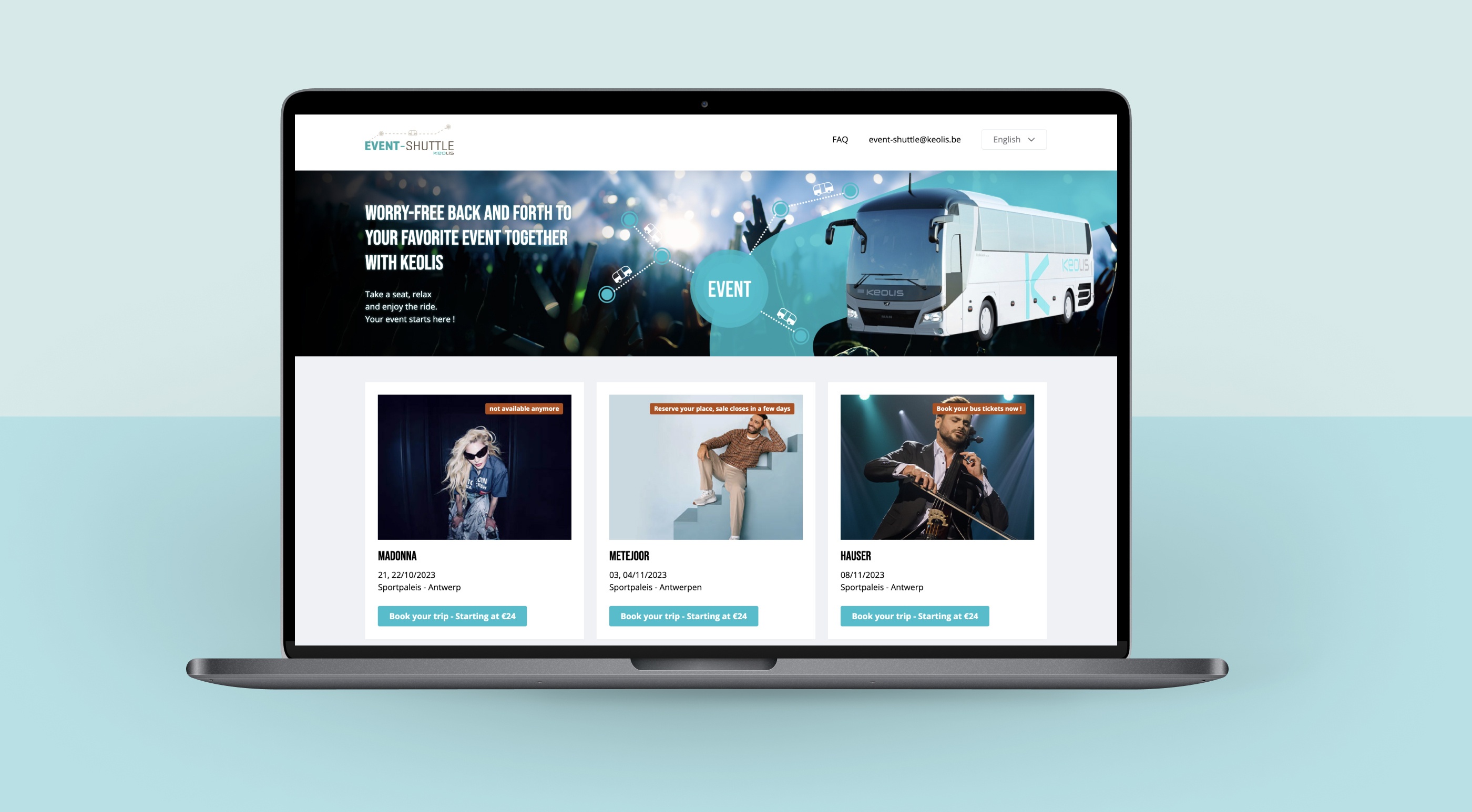 Keolis Event-Shuttle website mockup